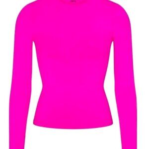 Skims Hot Pink Long Sleeve Top Size Large NWOT Fuschia